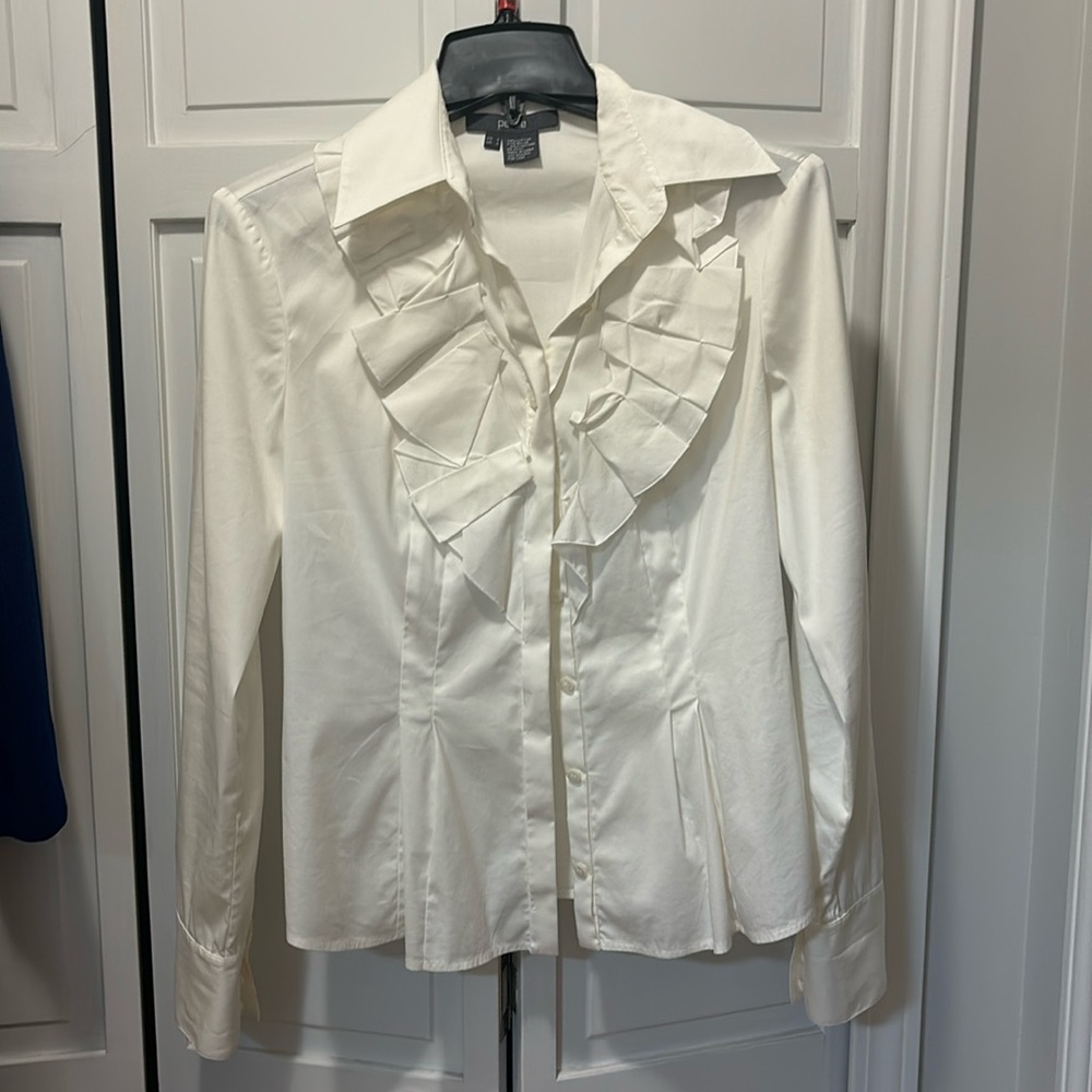Per Se cotton long sleeve cotton blouse